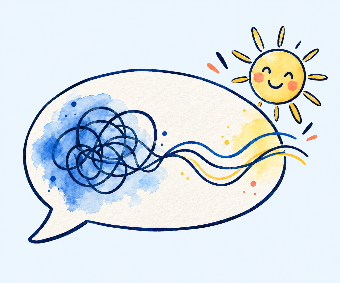 Hand-drawn speech bubble with lines becoming clearer